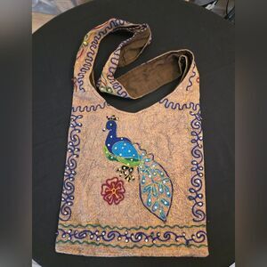 India Boutique Peacock Tote Handbag Boho bohemian Hobo